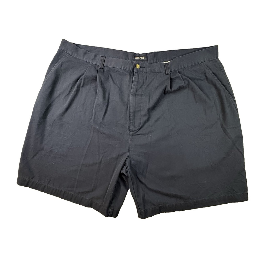 Puritan Men's 44x7.75 Navy Pleated Chino Shorts Casual Golf Classic SEE DESC